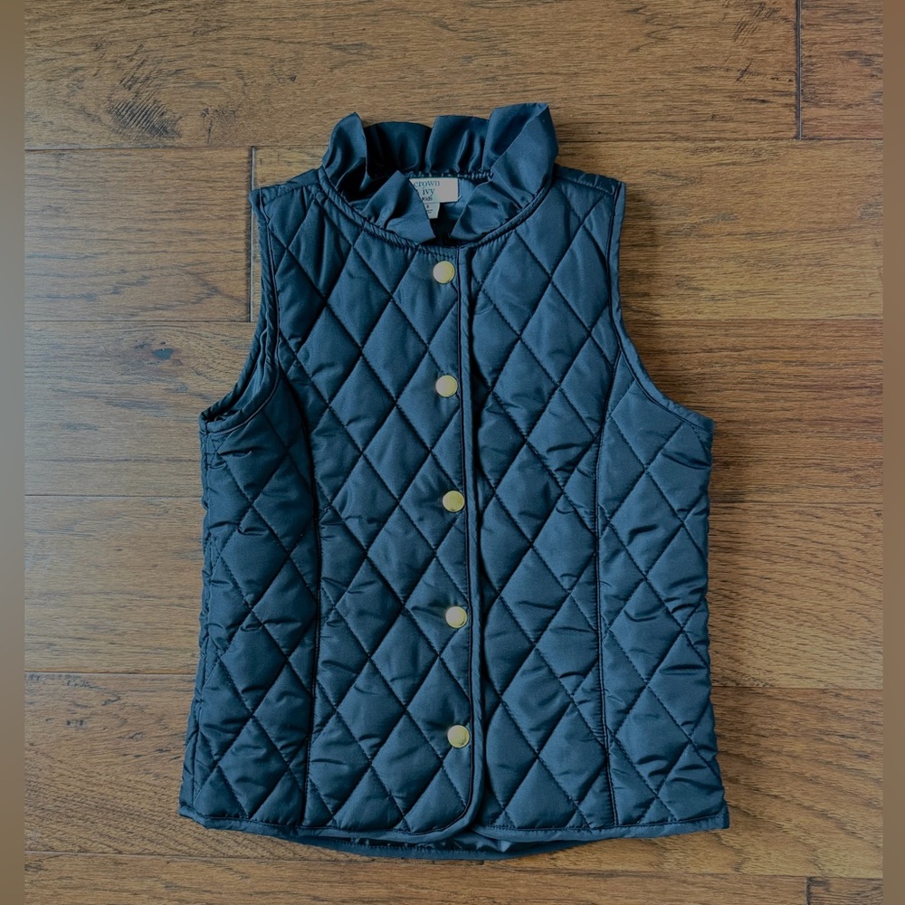 crown & ivy Girls Black Quilted Vest - small